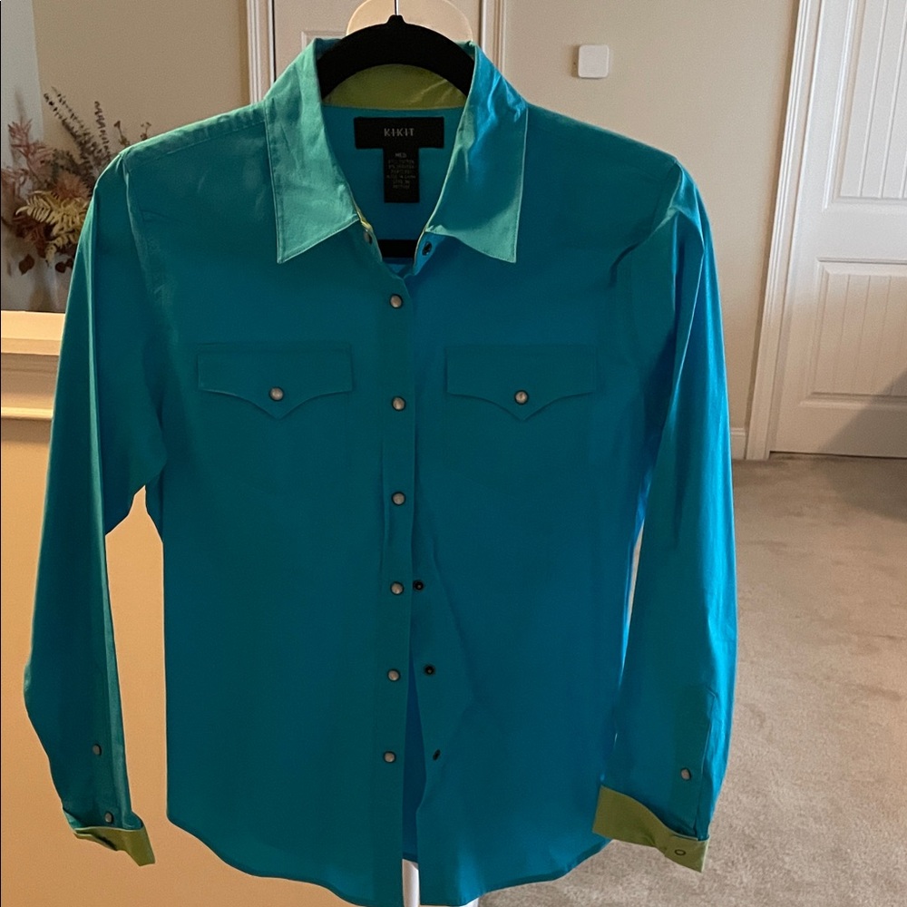 Kikit Teal Women's Button Down Shirt